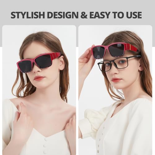 Trysee Polarized Fit Over Sunglasses for Women, Trendy UV400 Protection Sun Glasses for Driving TS42082