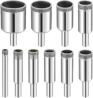 Diamond Drill Bits Set, 10 PCS Diamond Hole Saw Set, Glass Drill Bit for Ceramic Tile Porcelain Marble Granite Stone Bottles