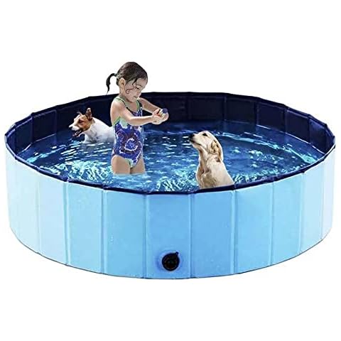 Foldable Dog Pool for Large Dogs - KizmetKare Portable Kiddie Pool Plastic Pet Bath Tub, Outdoor Dog Swimming Pool (XL - 63" X12") Cover