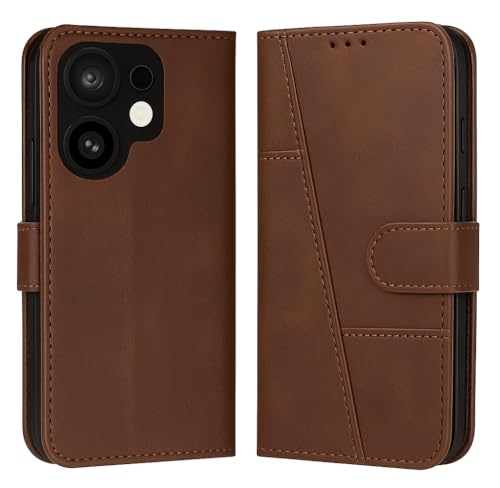 Image of for Vivo V60E 5G / Vivo T4 Pro 5G / Vivo V60 5G Flip Cover Leather Finish | Inside TPU with Card Pockets | Wallet Stand | Complete Protection Flip Case Brown