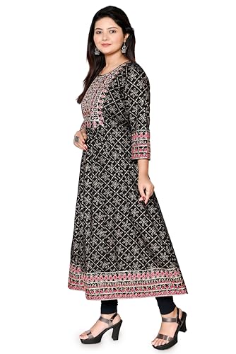 Image of Rayon Casual Ethnic Round Neck Embroidered Kurta for Women and Girls (310)
