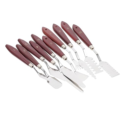 GLSTOY Art Accessories 6pc Oil Paint Spatula Set Wooden Handle Painting Tools Palette Knife Scraper for Art