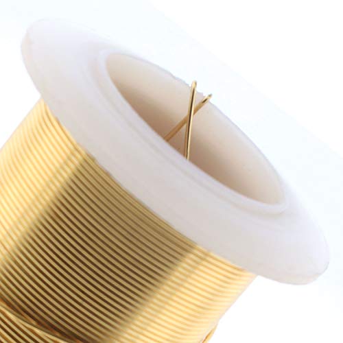 Image of The Beadsmith Wire Elements 24-Gauge Lacquered Tarnish-Resistant Copper Wire for Jewelry Making, 30 Yard, 27.43 Meter Spool(Gold Color)