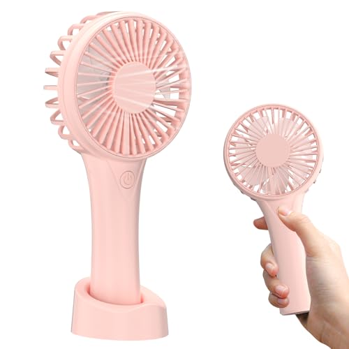 YACAISI Ventilateur portable USB, mini ventilateur main, ventilateur silencieux avec 3 vitesses ajustables, batterie rechargeable de 2500 mAh, petit ventilateur main pour chambre à coucher (rose)