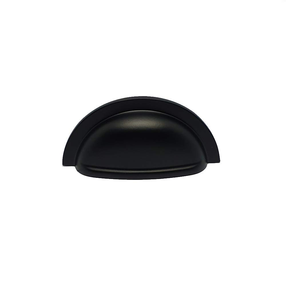 Fittingsco Black Bari, Slimline D Cabinet Handle, Matte 128Mm & Cup, Knob Handle, Kitchen & Bedroom Handles (76Mm Cup)