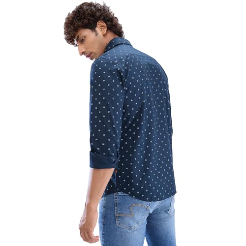 Image of Spykar Men's Slim Fit N /A Full Sleeve Printed Casual Shirts
