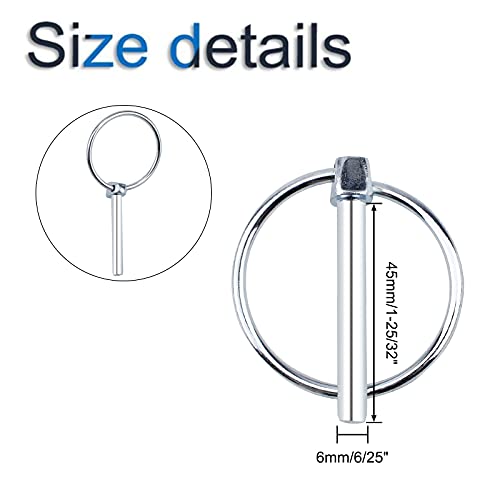 Increway 6/25” Lynch Pin, 10 Pcs Carbon Steel Linch Pins With Ring Heavy Duty Quick Release L-Pin Lock For Bike Boat Farm Tractors Trailers Trucks (Dia 6Mm*Length 45Mm) #TOP1