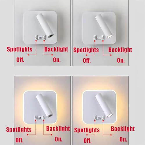 Iluminación de pared interior LED de diseño orbicular negro con ángulo ajustable e interruptor 4