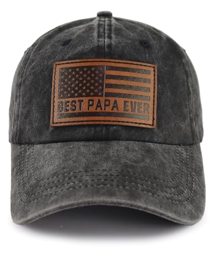 Image of Best Dad Ever American Flag Hat,Adjustable Cotton Embroidered Fathers Day Birthday Gifts for Papa Baseball Cap