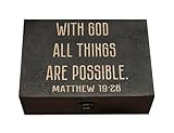 Matthew 19:26 - With God All Things Possible - Matthew 19:26 'With God All Things Are Possible' Engraved Wooden Gift Box, Handwritten Font, Inspirational Religious Keepsake