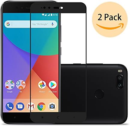 Xiaomi MI A1 Screen protector,Laerion[Strengthen Twice Version][2 Pack]Full Adhesive Coverage Tempered Glass Screen Protector With 9H Anti Scratch HD Clear Bubble Free Protective Film For MI A1[Black]