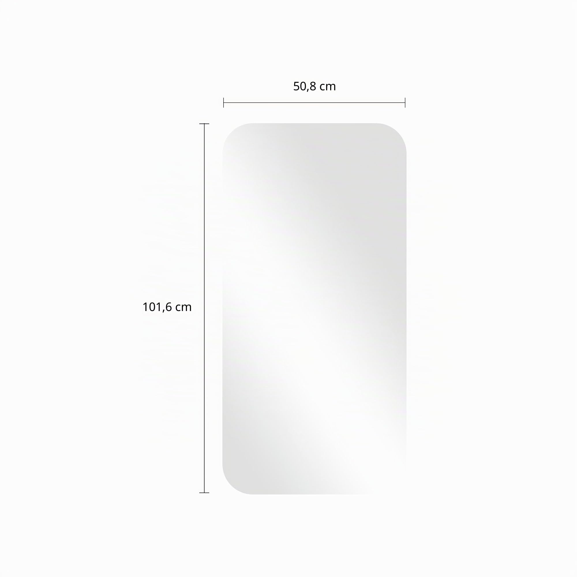 Miroir mural rectangulaire 50 x 100 cm sans cadre avec coins arrondis, miroir rectangulaire pour salle de bain, chambre à coucher, salon, à suspendre horizontalement ou verticalement
