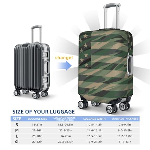 Travel Luggage Cover Protector - Jungle Green Camo Usa Flag Washable Suitcase Covers For 18-32 Inch Luggage2