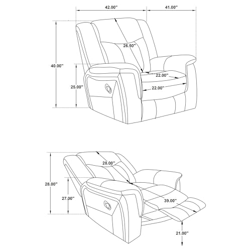 Sillón reclinable de cuero sintético gris Conrad miniatura 3