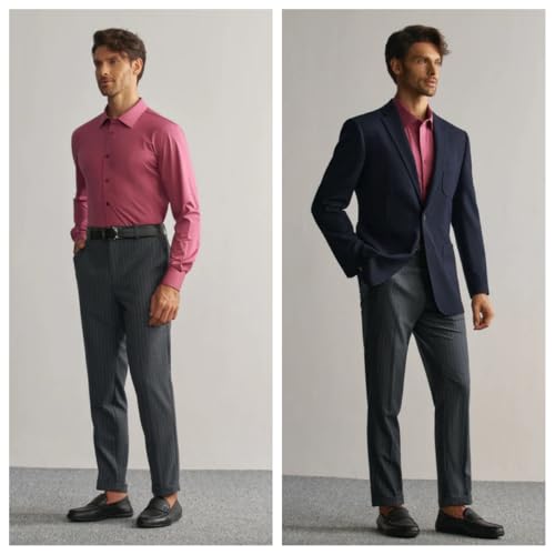 Mens Dress Shirts Slim Fit Wrinkle Free Stretch Non Iron Soft French Cuff Button Down Shirts4