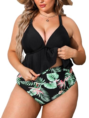 CUPSHE Damen Große Größen Bikini Set Triangel High Waist Zweiteiliger...