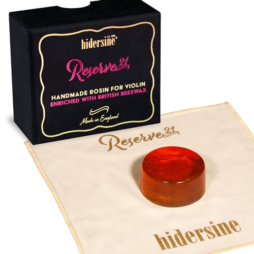 Hidersine Reserve21 Premium Light Violin Rosin. Low Dust formulation with British beeswax. Complete with Carry Pouch. Made in the UK
