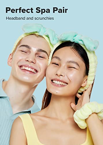 I DEW CARE Face Wash Headband & Scrunchie Set - Perfect Spa Pair | Adorable Design, Washing & Cleansing, Makeup and Spa, Quick Dry, Soft & Fuzzy, Non Slip, Teen Girls Stuff, Reusable - Image 3