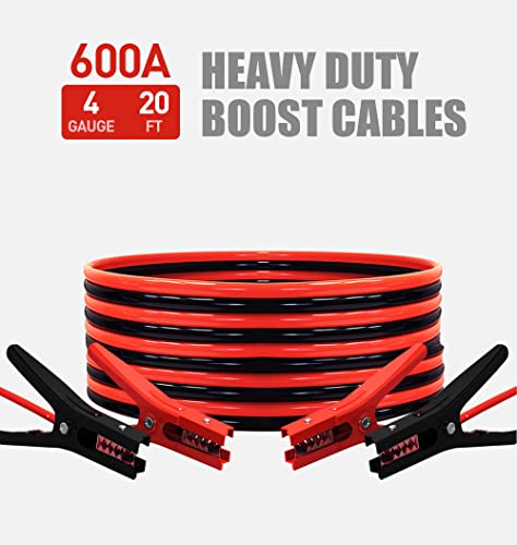 Autogen Heavy Duty Jumper Cables, Booster Cables 4 Gauge 20Feet Automotive Jumper Cables Kit For Car, Suv, And Trucks With Professional Clamps And Carrying Bag #TOP5
