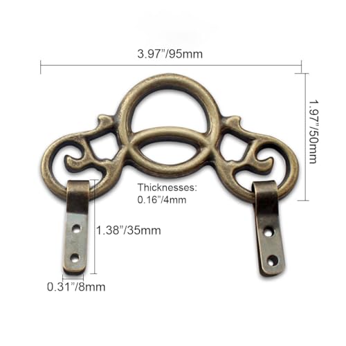 Image of Tiazza 2Pcs Chinese Style Vintage Brass Picture Frame Hook Hanger Decorative Painting Mirror Hanger (Antique Bronze)