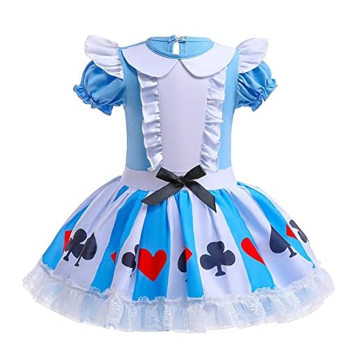 CinheyU Halloween Costumes Alice in Wonderland Princess Ballerina Tutu Dress for Little Girls Birthday Christmas Fancy Party Outfits 5-6T