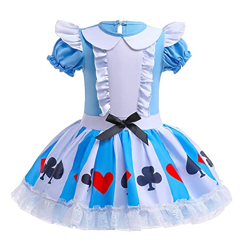 CinheyU Disfraces de Halloween Alicia en el País de las Maravillas, vestido tutú de princesa bailarina para niñas pequeñas, cumpleaños, Navidad, fiestas, 5-6T