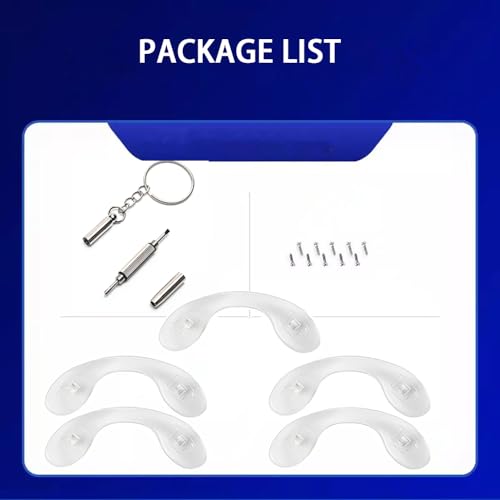 5PCS Eyeglasses Nose Pads,BEHLINE Glasses Bridge Strap/Saddle Bridge,Soft Silicone Anti-slip Replacement Nosepads,Screw-in Eyeglasses Nose Piece for Eye Glasses Sunglass Eyewear Repair (Large-Adult