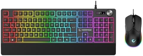 Rampage KM-9858 JAZZY V2 RGB Aydınlatmalı Gaming Oyuncu Klavye Mouse Set, Siyah, USB, 12800 DPI