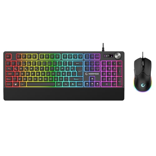 Rampage KM-9858 JAZZY V2 RGB Aydınlatmalı Gaming Oyuncu Klavye Mouse Set, Siyah, USB, 12800 DPI