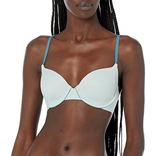 Hanes Women's Eco Luxe Lightly Lined T-Shirt Underwire DHY206, Soft Celadon/Oceanstorm, 32D