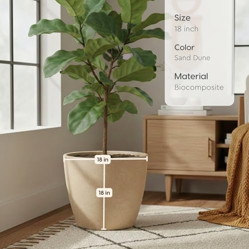 Image of Eha Earth Friendly Deco Big Planters for Home Decor | 18 inch, Pack of 1 | Heavy Duty Plant Pot Made with Rice Husk & Bamboo Biocomposite | UV Protected Pot for Plant | Pots & Planters Big Size