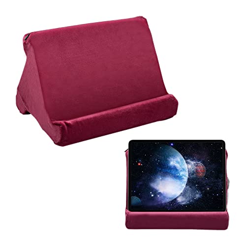 Mcbazel Tablet Pillow Stand for IPad Cushion Stand Soft Multi-Angle Phone Pillow Lap Holder for Tablet/iPad/E-Reader - Dark Wine Red