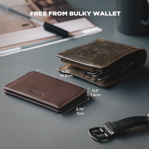 Image of VULKIT Slim Minimalist Card Holder RFID Blocking Leather Credit Card Holder Front Pocket Wallet Magnetic Closure