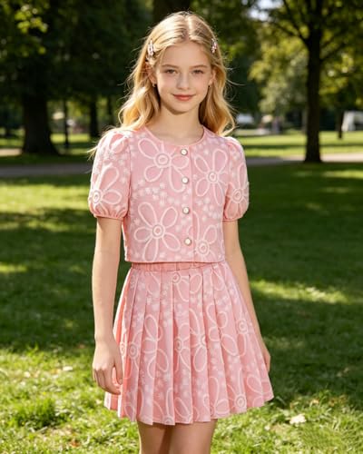 Image of Kids Toddler Girl Summer Clothes Letter Printed T-Shirt Top+ Floral Skirt 2pcs Girl's Skirt Set