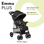 LIONELO Emma Plus Kinderwagen bis zu 15 kg, Kindersportwagen, leicht modern klein Buggy mit Liegeposition, zusammenklappbar, große Räder, großer Korb, Tasche Stone