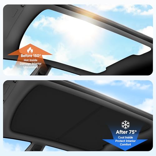 Image of 2026 Upgrade Sunshade Roof For Tesla Model Y Juniper 2025 2026 [No-Gap /Sag-Free] Heat Insulation Glass Roof Sunshade Sunroof for Tesla Model Y Accessories 2026 2025 Black