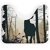 BVKWNTSA Rutschfeste U-förmige Bodenmatte mit Hirsch-Silhouette, weich und bequem, Badezimmer-Bodenmatte