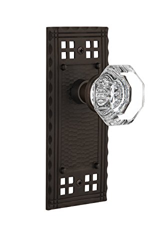 Image of Nostalgic Warehouse Craftsman Plate with Waldorf Crystal Knob, Privacy - 2.75 inch, Oil-Rubbed Bronze