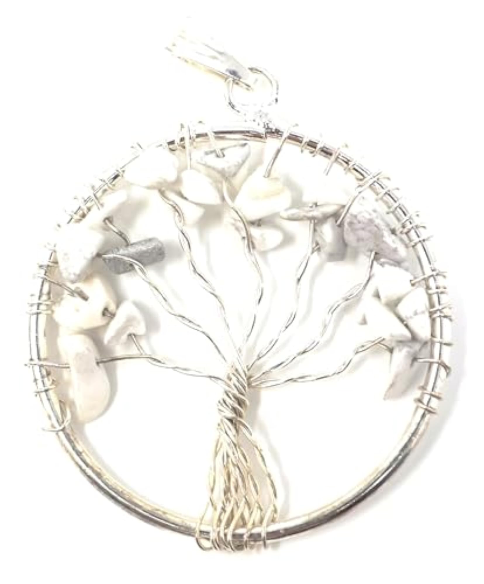 Natural Howlite Crystal Tree of Life Pendant