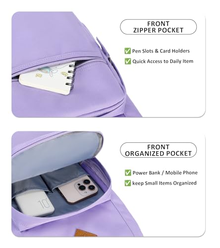 Image of abshoo Girls Solid Color Backpack For College Women Water Resistant School Bag (Light Purple)