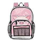 xigua Mochila fofa de porco transparente para escola, resistente, transparente, resistente à água, com alças acolchoadas para meninos e meninas