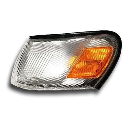 fastgallop Driver Left Side Signal Parking Light Lamp Assembly Left Bulbs for Toyota for Corolla LE 93-95 97 & Base/DX 93-97 Chrome (Crystal)-Housing Clear W/Amber-Lens Screws-Mounting Style