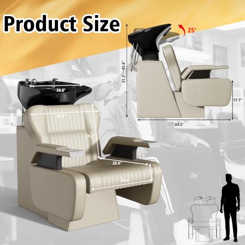 Image of KIGOTY Hair Washing Station,Backwash Chair Unit,Adjustable Ceramic Bowl