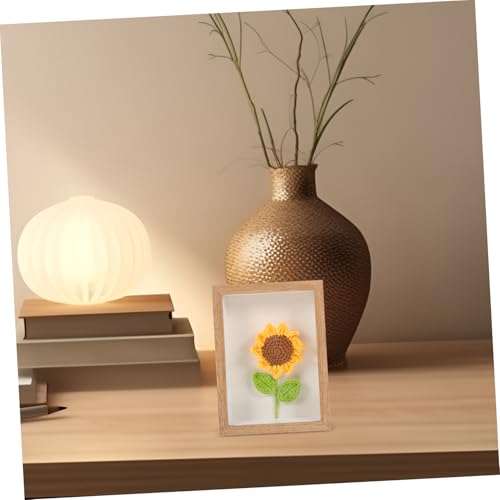 Marco resistente de madera con flores decorativas tejidas a mano estilo vintage 4