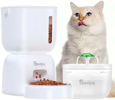 Automatic Cat Feeder and Water Dispenser FW1 — shown in a real home setting for scale