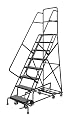 Tri-Arc KDED108246 8-Step All-Directional Steel Rolling Industrial & Warehouse Ladder with Perforated Tread, 24-Inch Wide Steps