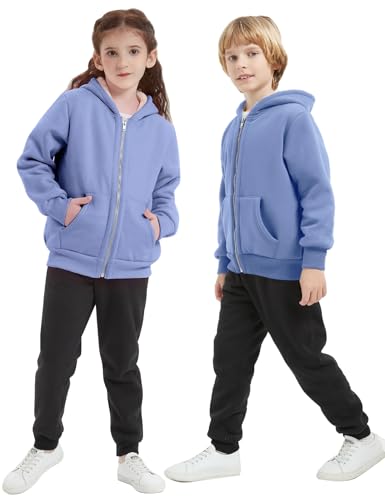 Image of Kids Sherpa Lined Zip Up Hoodie Winter Warm Fleece Jacket 4-15Y