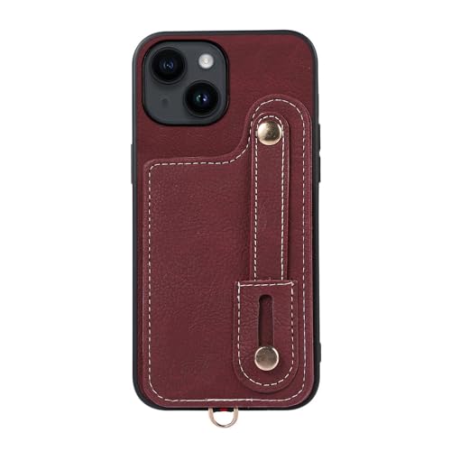 Étui de téléphone en cuir avec porte-cartes et dragonne antichoc iPhone 14 Pro Max
