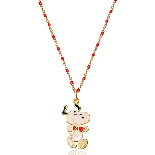Peanuts Womens Snoopy Necklace 18" GoldPlated Sterling Silver