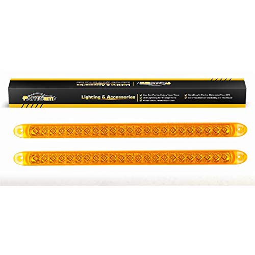 Image of Partsam 2Pcs Amber Yellow 17 inch Inch 23 LED Trailer Turn Signal Parking Front Clearance Marker ID Identification Light Bars Waterproof 12V Sealed for Trailer Truck RV Camper Pickups